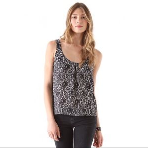 Joie Black & White Anouk Lace Printed Blouse M EUC